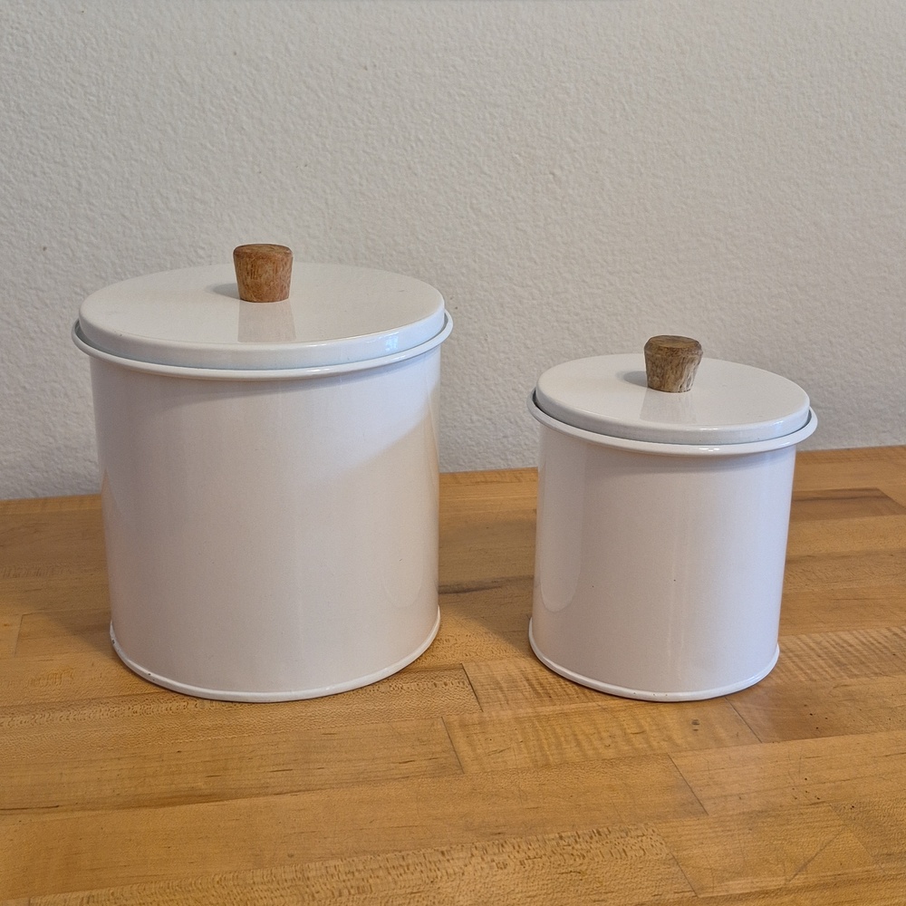 Hearth & Hand White & Wooden Galvanized Steel Nesting Storage Box